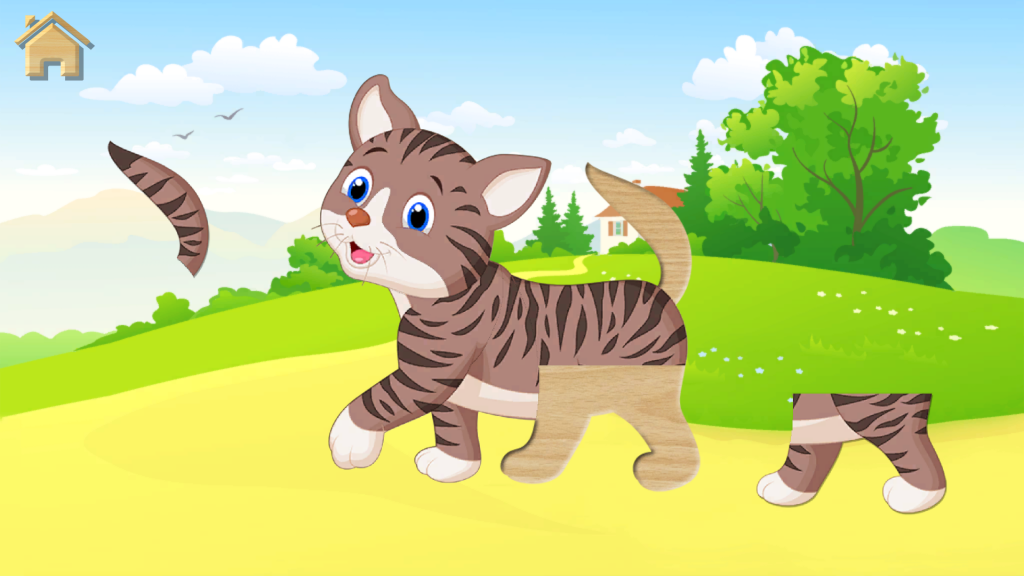 Animal jigsaw puzzle gameplay screen